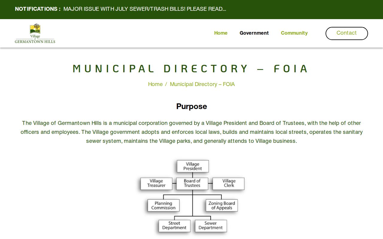 Germantown Hills FOIA source for village public records